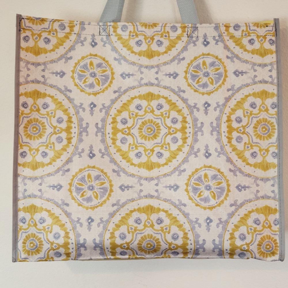 T.J. TJMaxx Shopping Gift Bag Yellow Blue Boho Bohemian Reusable Tote New - Picture 2 of 3